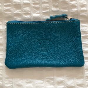 Roots leather turquoise small wristlet